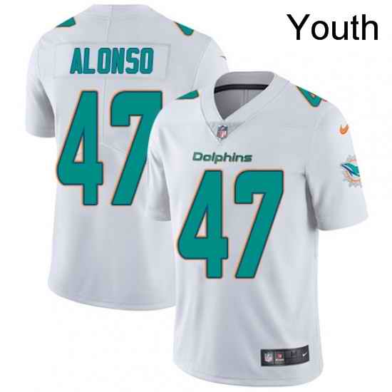 Youth Nike Miami Dolphins 47 Kiko Alonso Elite White NFL Jersey